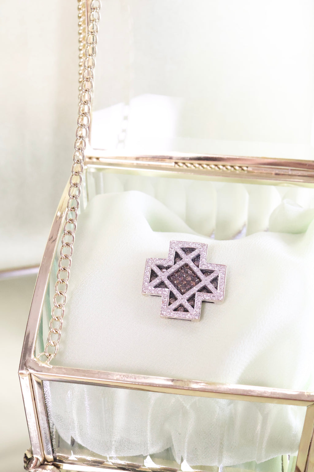 14K White Gold Natural Chocolate & White Diamonds 2ct. t.w. Pendant