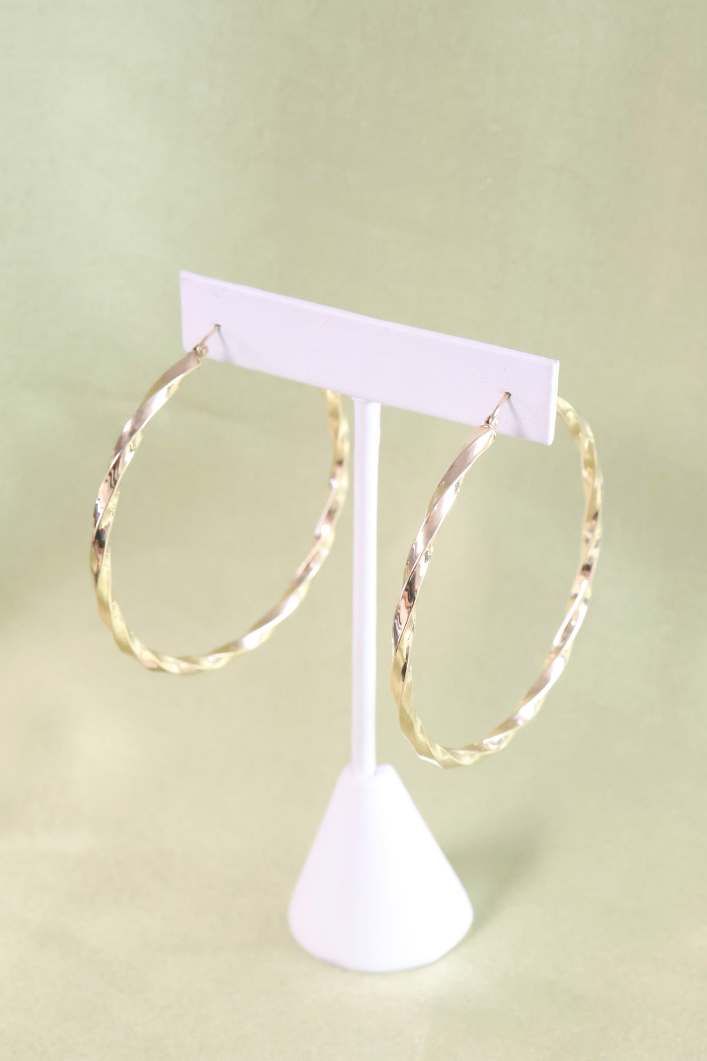 14K Yellow Gold Large Twisted Hoop Earrings