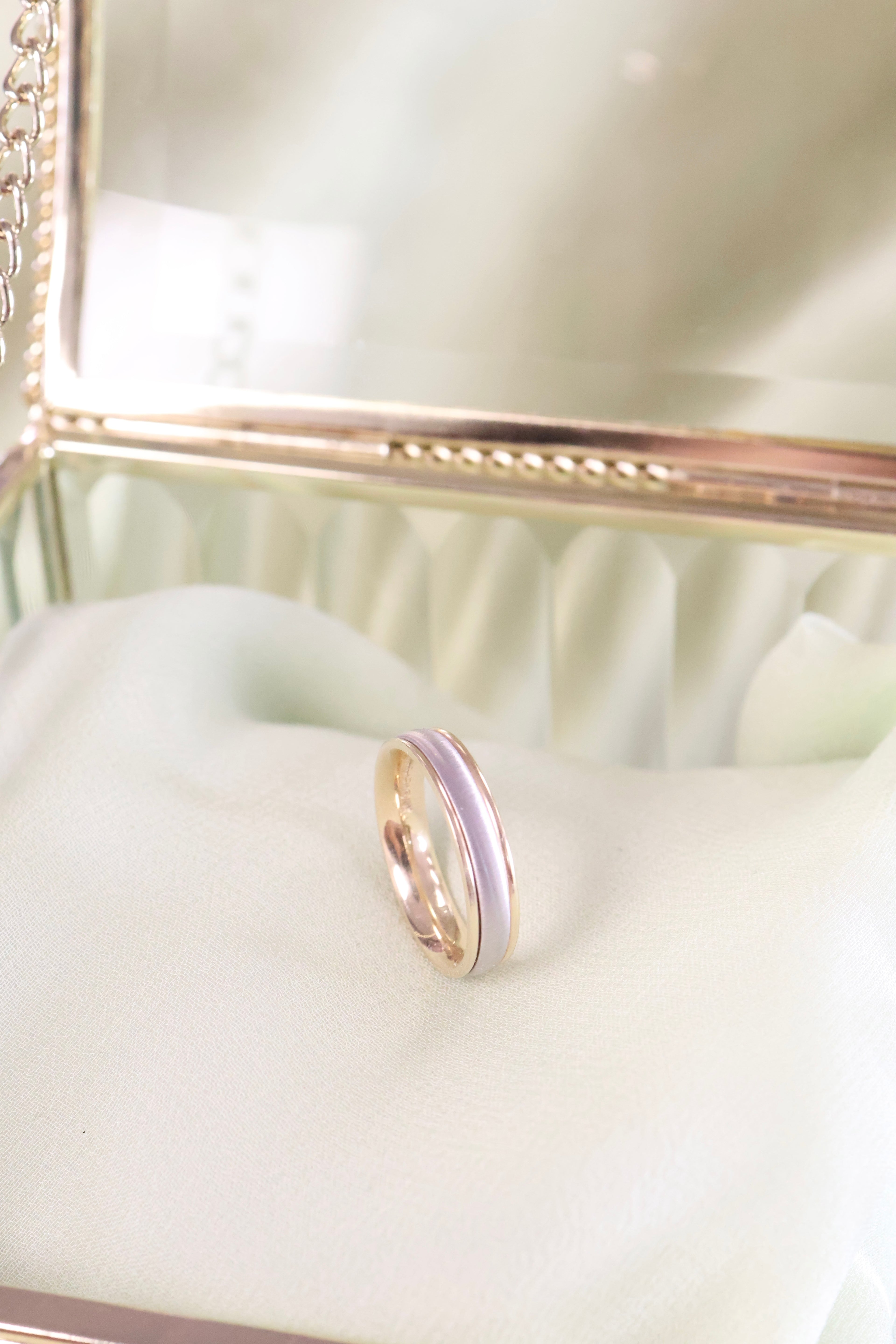 14K Two-Tone Yellow & White Gold 4mm Width Band Ring