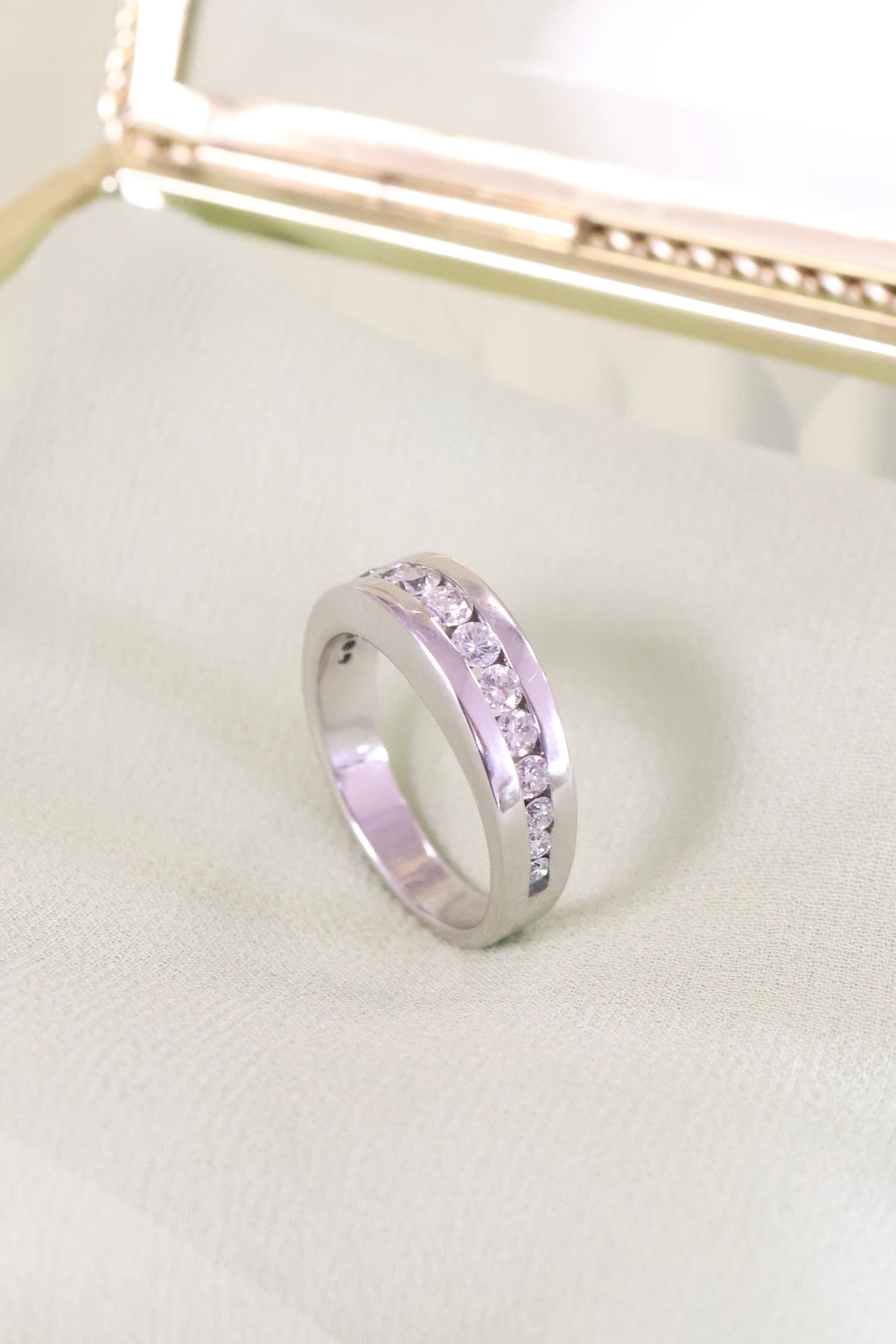 White Gold 1/2ct t.w. Diamond Ring 6mm Width Size 7.75
