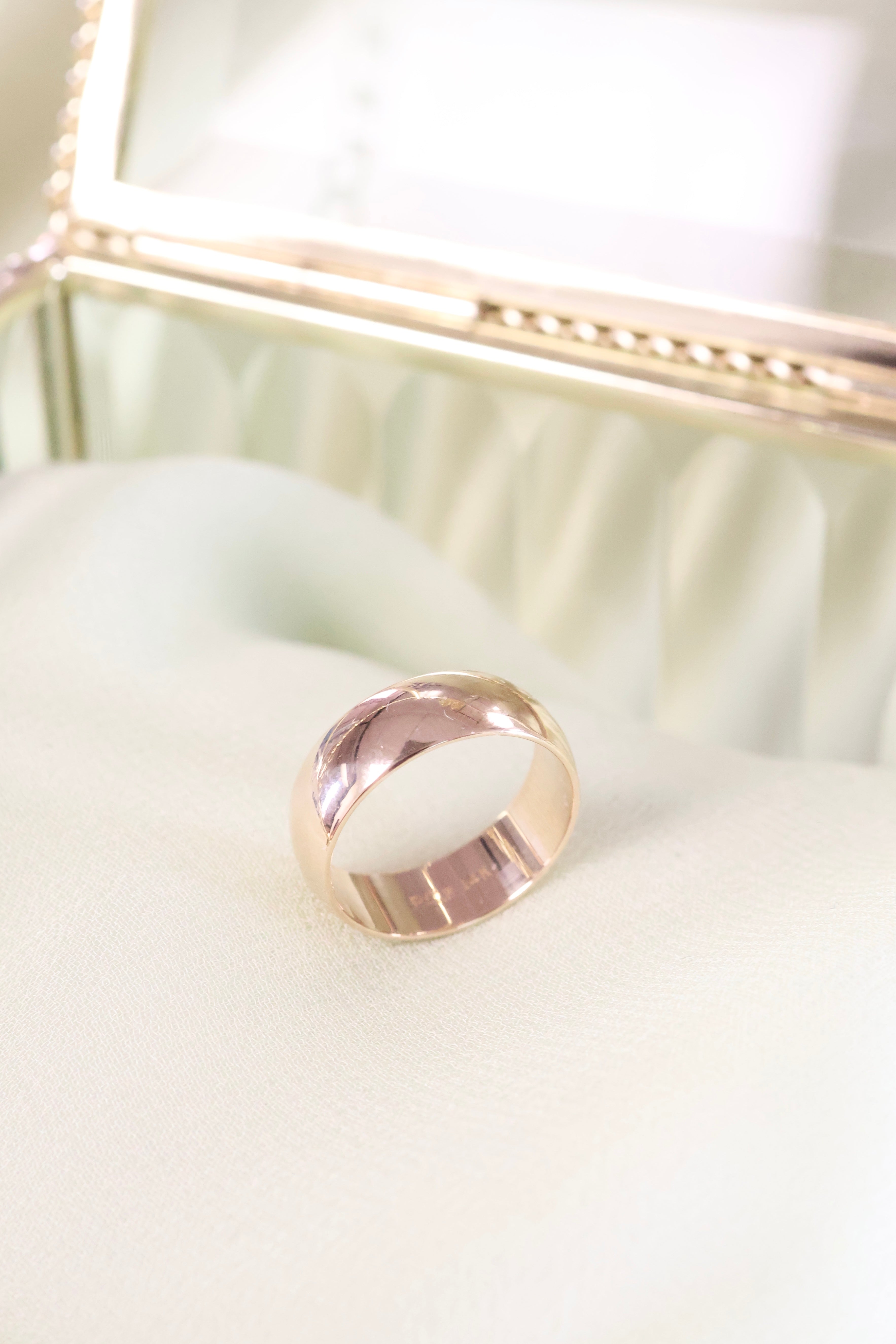14K Yellow Solid Gold 6mm Width Band Ring