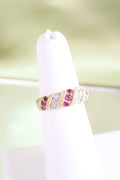 14K Yellow Gold Ruby w/ .13ct Natural Diamond Band Ring