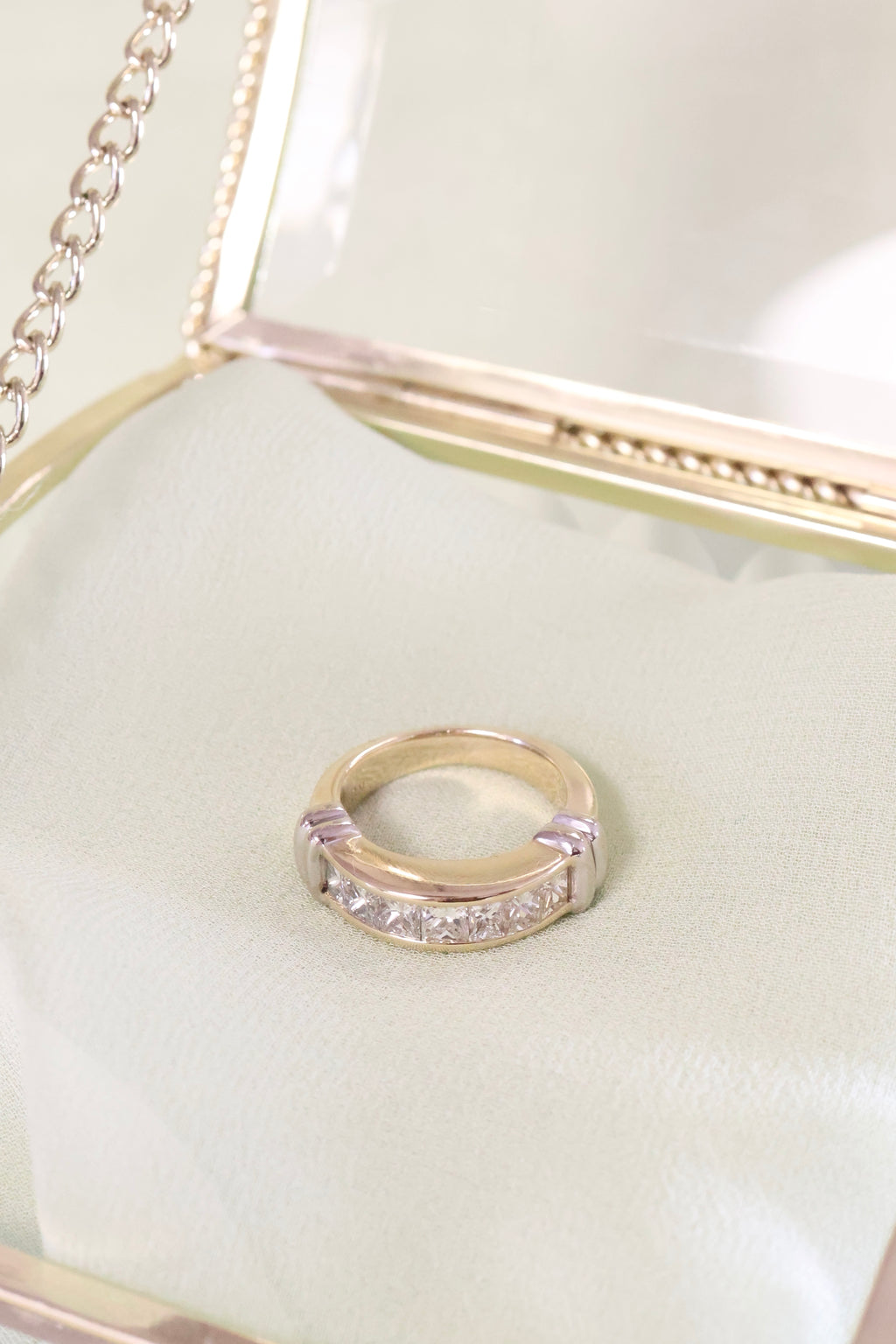 14K Two-Tone White & Yellow Gold 1.40ct t.w. Princess Diamond Ring Size 5.5