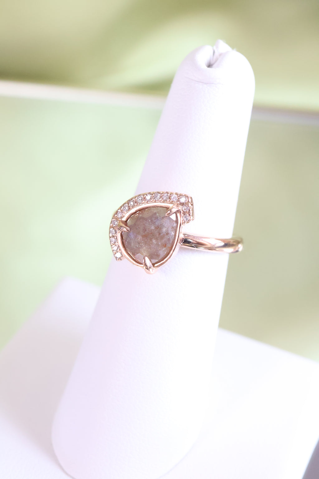 14K Rose Gold Rose Cut Black Diamond Size 6