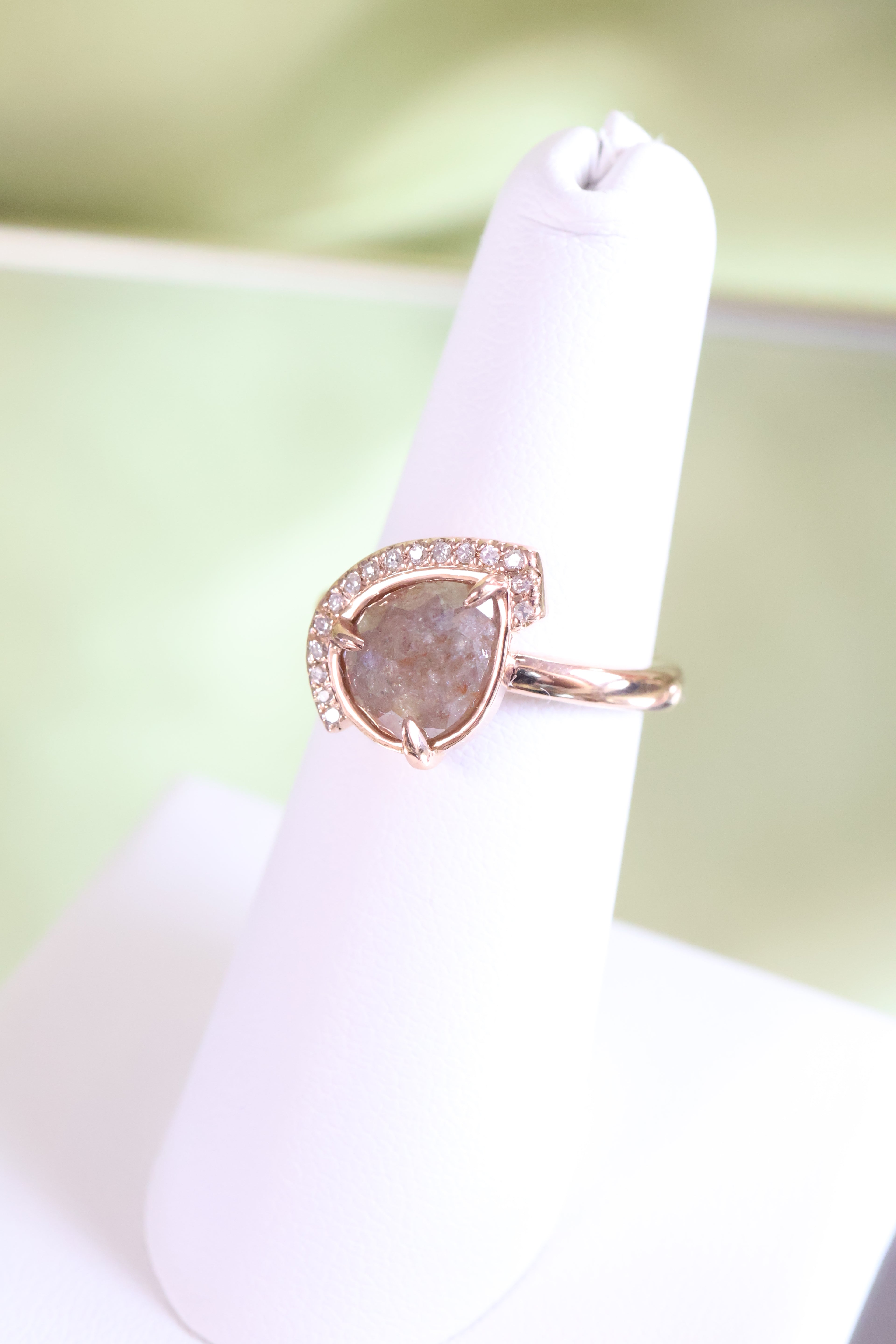 14K Rose Gold Rose Cut Black Diamond Size 6