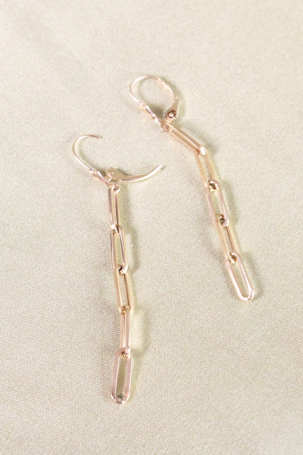 14K Yellow Gold Paperclip Earrings