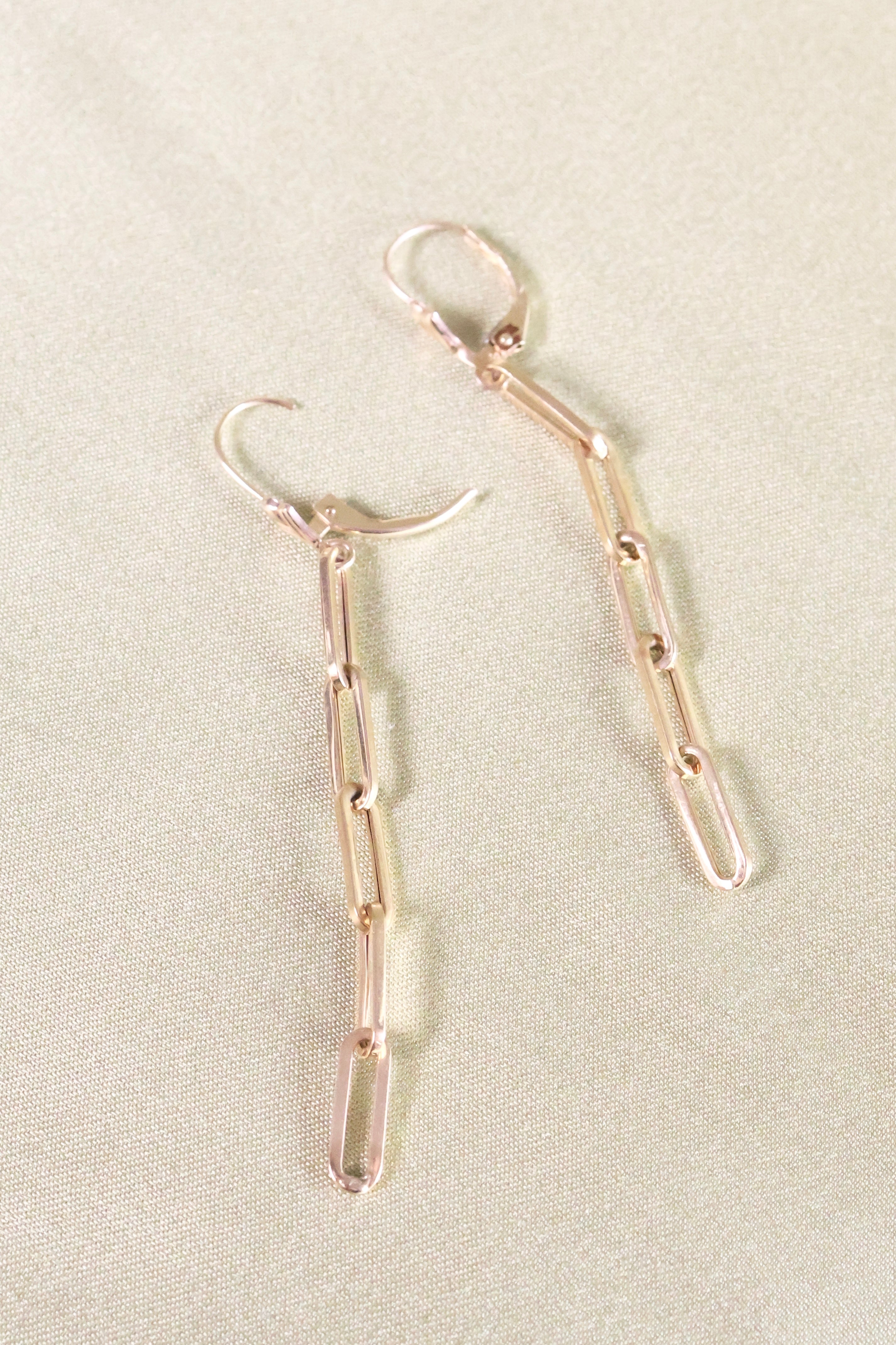 14K Yellow Gold Paperclip Earrings