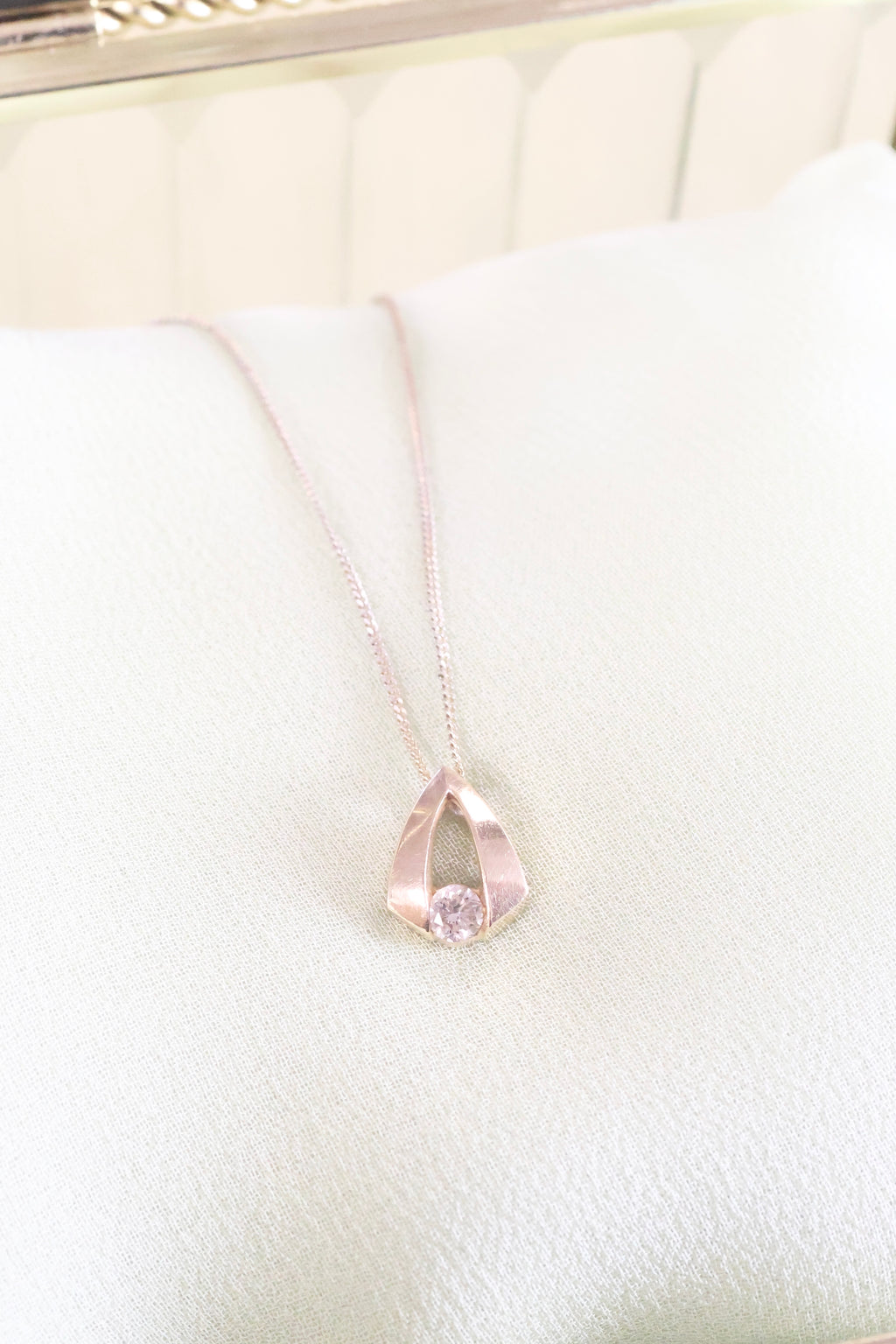 Yellow Solid Gold .12ct. Diamond Solitaire Pendant Necklace