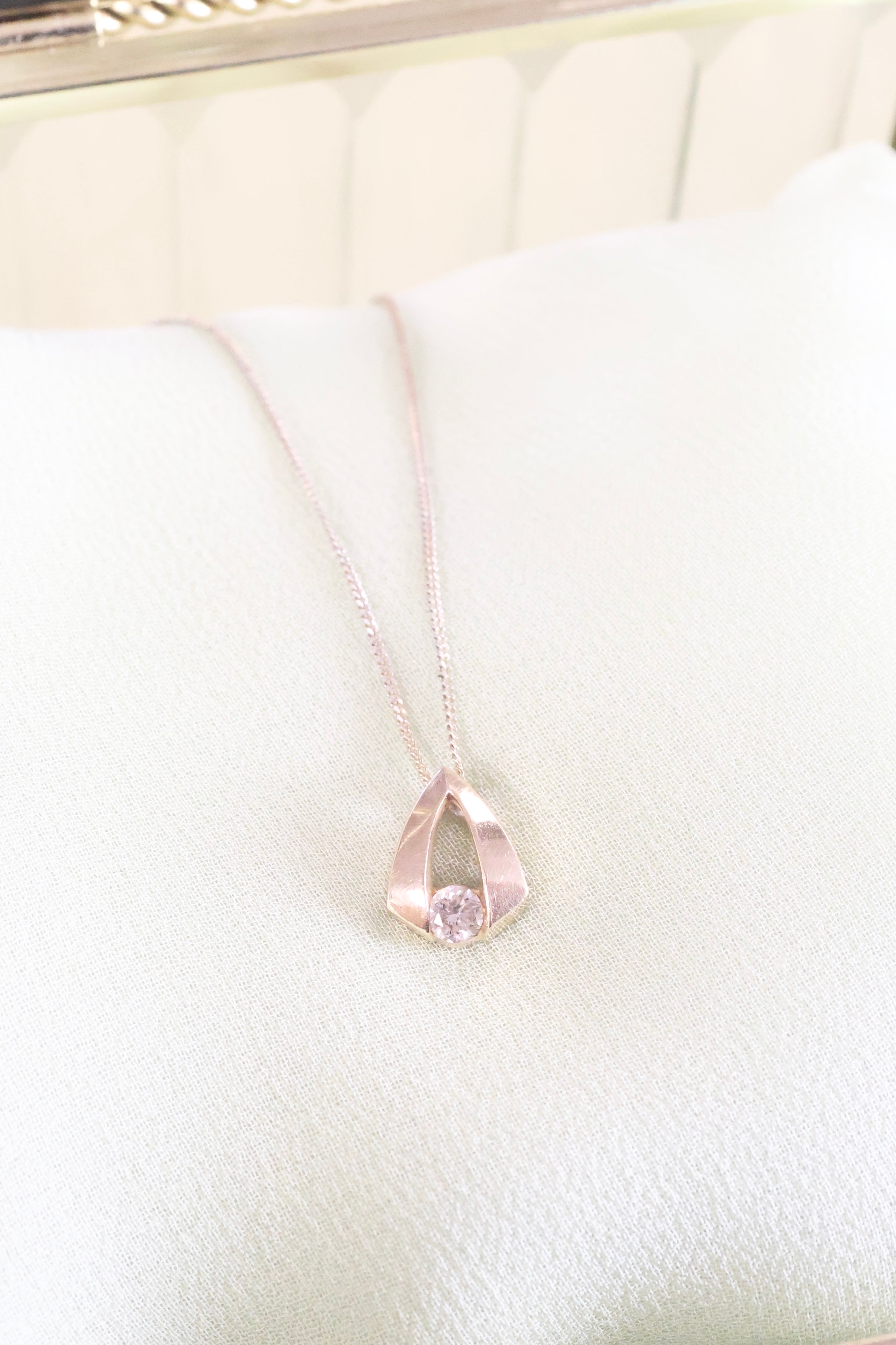Yellow Solid Gold .12ct. Diamond Solitaire Pendant Necklace