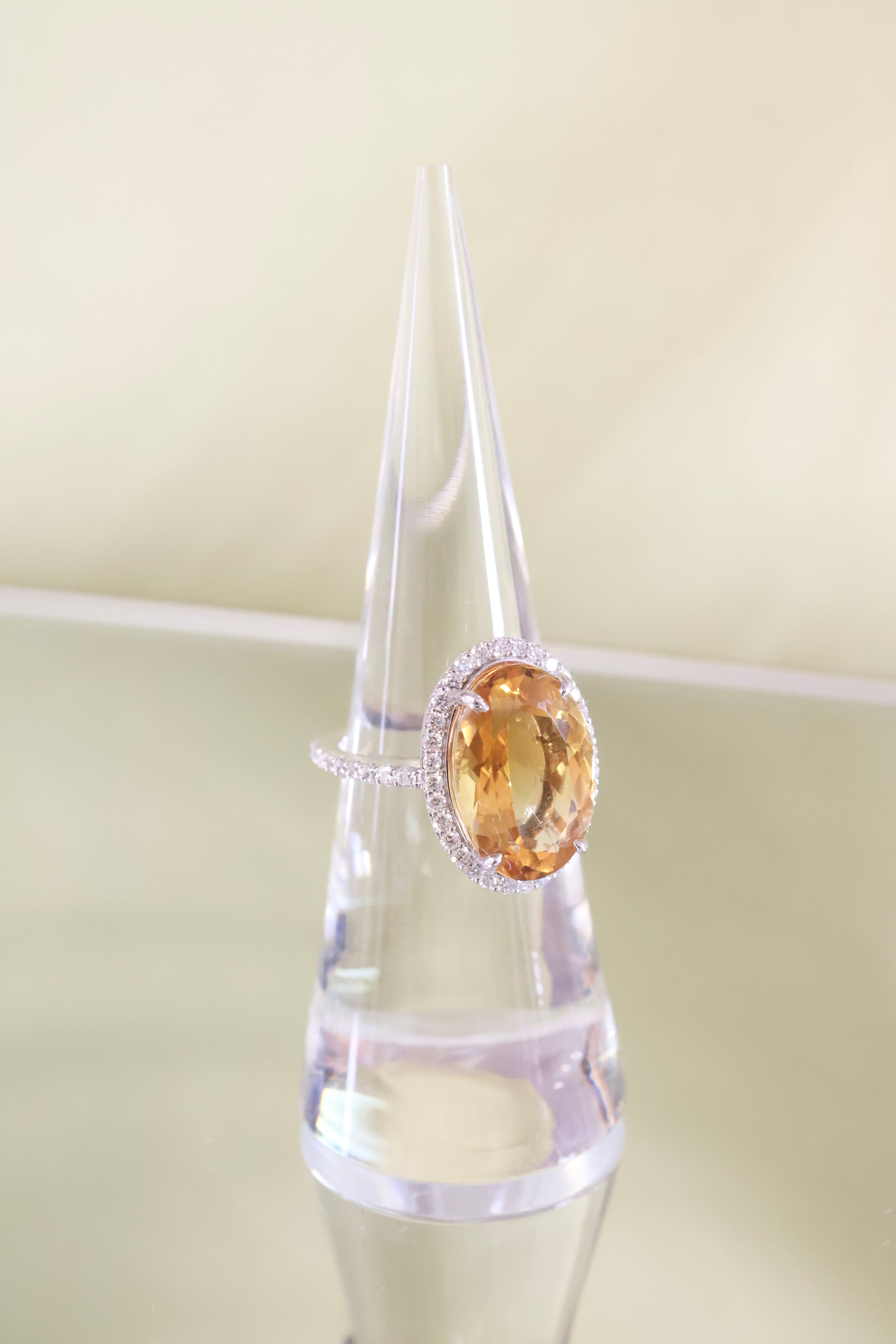 14K White Gold Citrine w/ .75ct. t.w. Diamond Ring