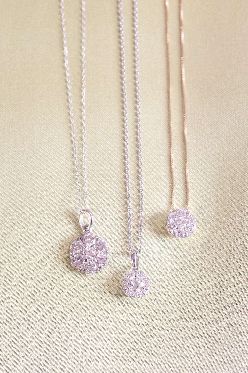 14K White Gold Cluster Necklace Pendant w/ 1/2ct. t.w. Diamonds