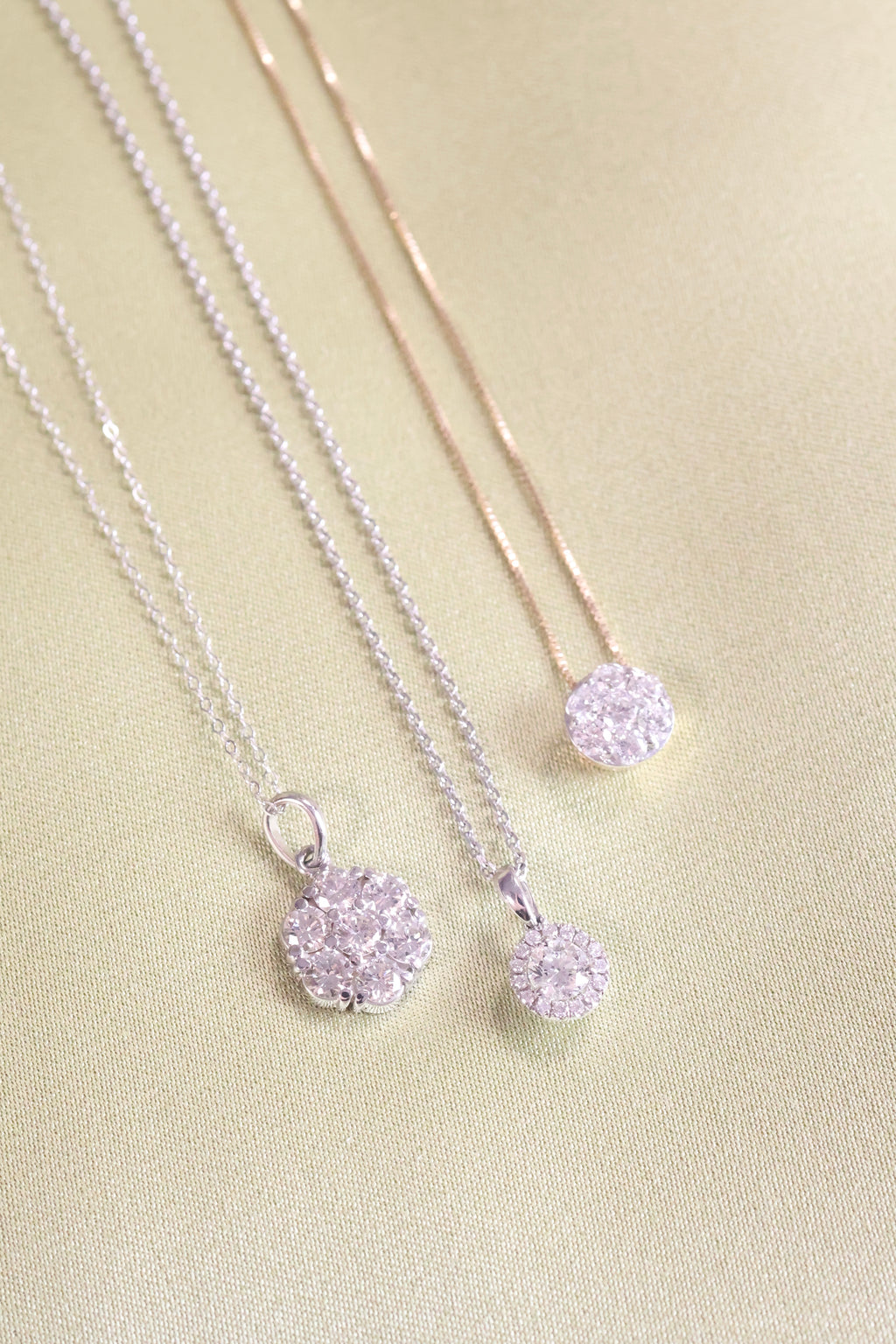 14K White Gold Cluster Necklace Pendant w/ 1/2ct. t.w. Diamonds