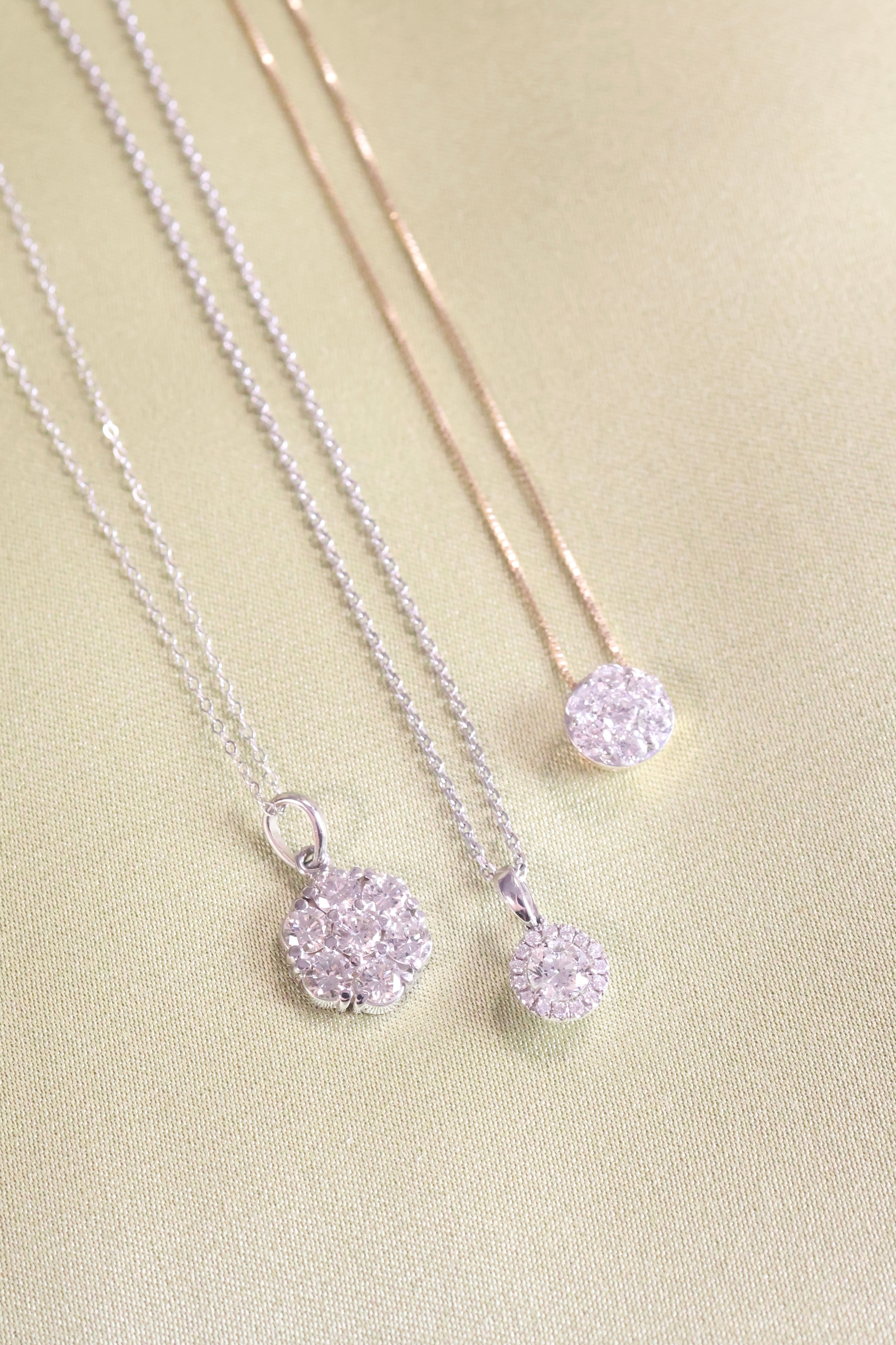 14K White Gold 1ct Diamond Cluster Necklace Pendant Rolex Style