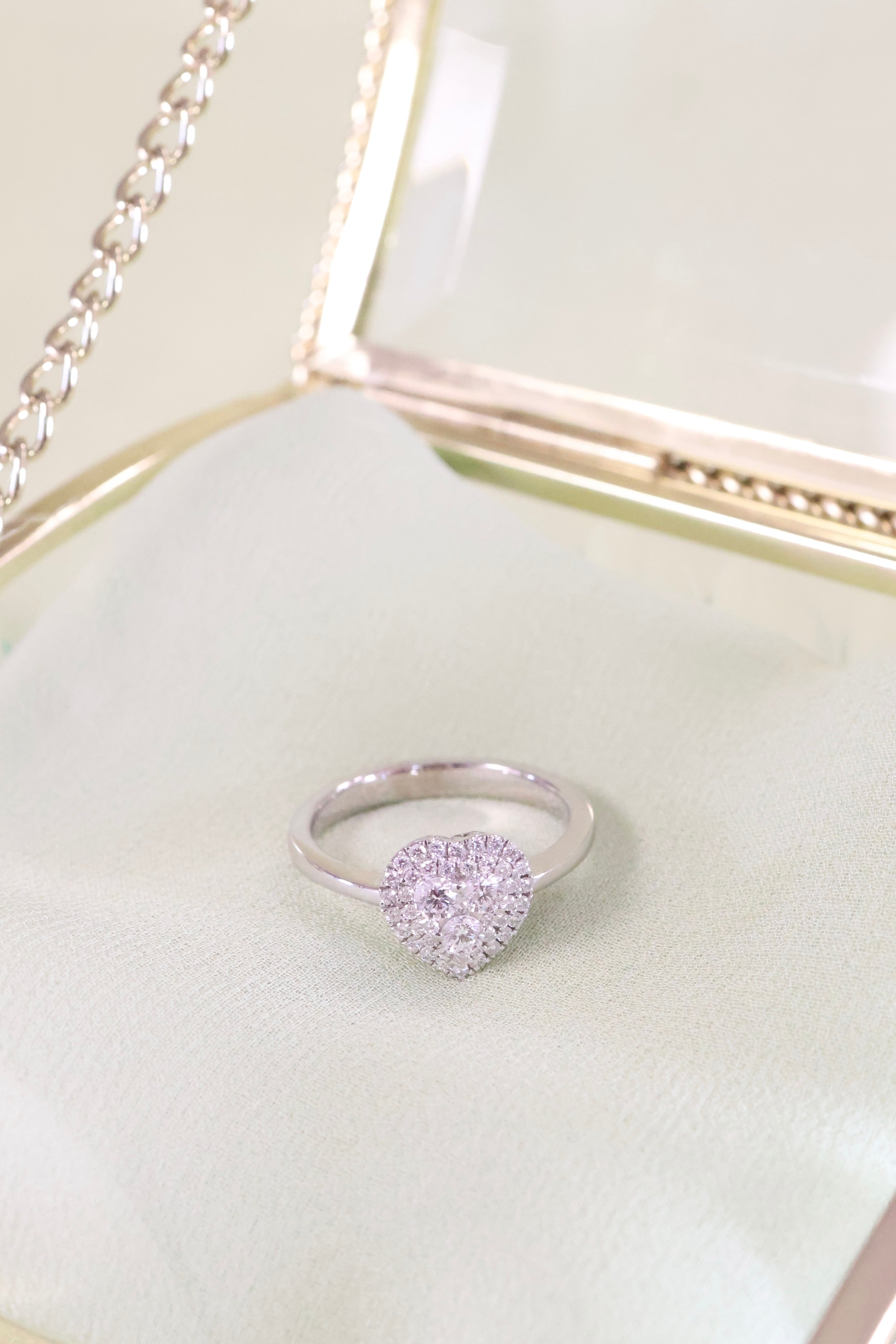 14K White Gold Heart Cluster .50ct Diamond Ring